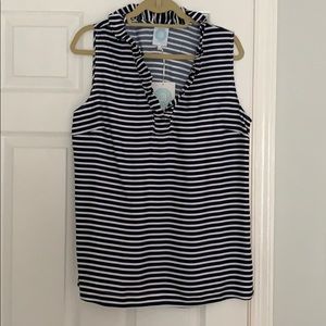 Devon Baer Striped Ruffle Tank